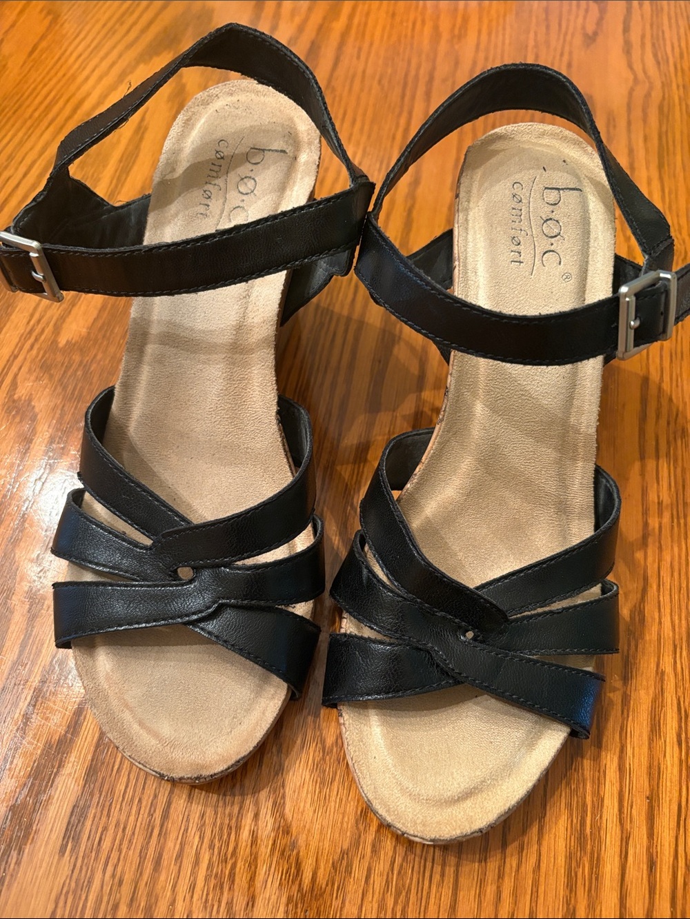 b.o.c. Black  Crisscross Ankle Strap Sandals